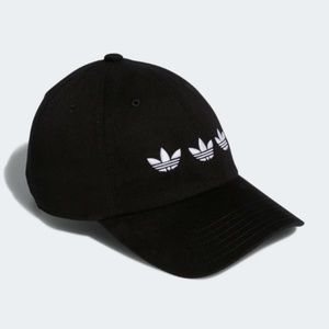 adidas Accessories - ADIDAS TRIPLE TREFOIL STRAP-BACK RELAXED BLACK HAT adidas Accessories - ADIDAS TRIPLE TREFOIL STRAP-BACK RELAXED BLACK HAT